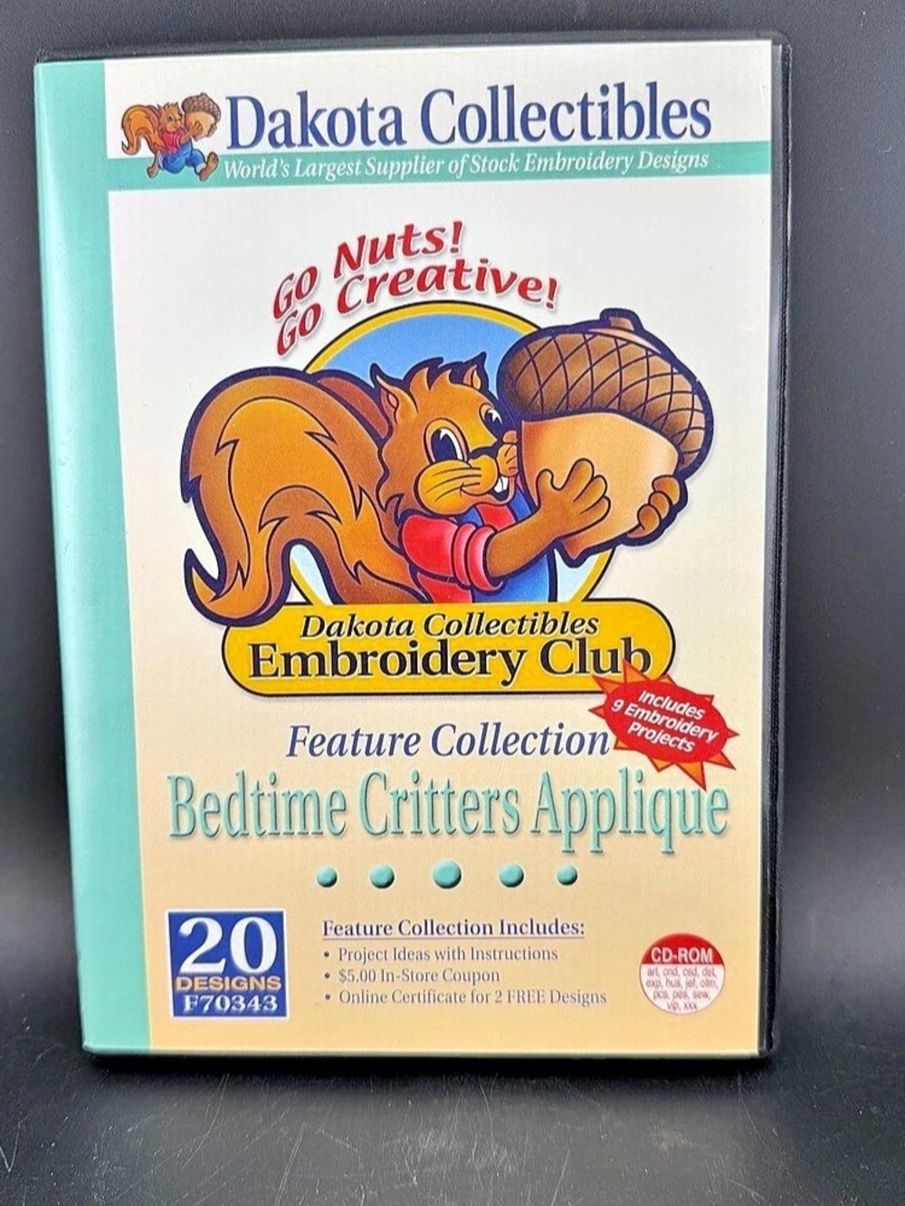 Dakota Collectibles Bedtime Critters Applique F70343 Embroidery CD-ROM